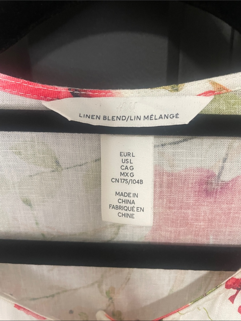 H&M Linen Blend Floral Button-Front Blouse with Pink & Green Accents - Picture 2 of 8